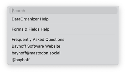 Help Menu screenshot